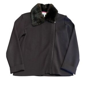 Vintage RODIER Brown Wool Fur Zip Up Cardigan Sweater Size 40